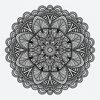 floral ornament. circular monochrome pattern - vector illustration. eps 8