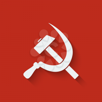 hammer and sickle symbol red background. vector illustration - eps 10