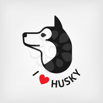 I love husky. head of dog. t-shirts design - vector illustration. eps 8