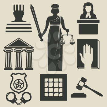 law and justice icons set. vector illustration - eps 8