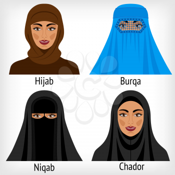 Muslim women in traditional headwear. vector illustration - eps 8