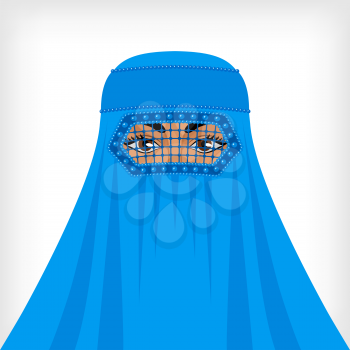 Muslim woman in blue burqa. vector illustration - eps 8