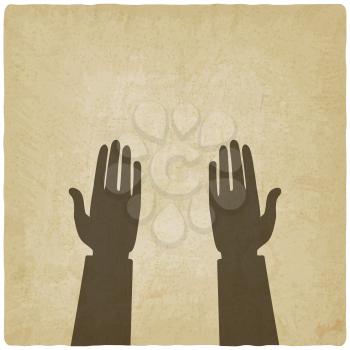 prayer hands symbol  old background - vector illustration. eps 10