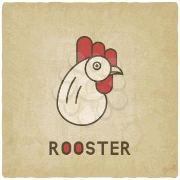 stylized head of rooster old background - vector illustration. eps 10