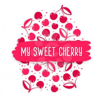 blank greeting card with cherry pattern. vector illustration - eps 10