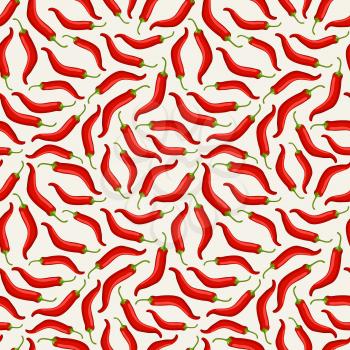 red chilli pepper seamless pattern on white background. vector illustration - eps 8