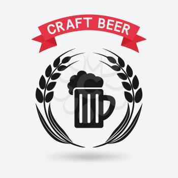 craft beer banner. mug of beer and ears of barley. vector illustration - eps 10