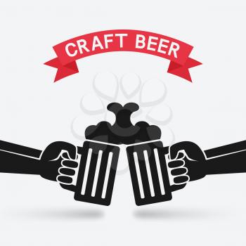 craft beer banner. hands with beer mugs .vector illustration - eps 10