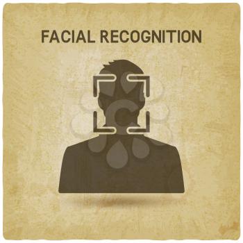 Facial recognition system vintage background. vector illustration - eps 10