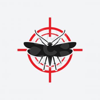 clothes moth icon red target. vector illustration - eps 8