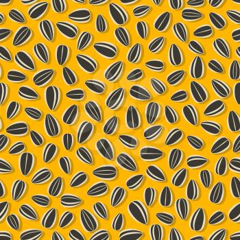 sunflower seeds on yellow background seamless pattern. vector illustration - eps 8