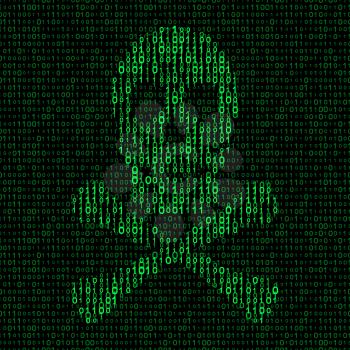 skull and crossbones with binary code. virus concept. vector illustration - eps 8