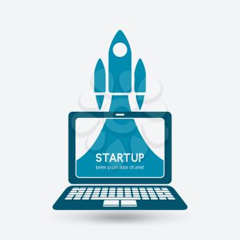 startup concept with rocket. vector illustration - eps 10
