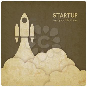 startup concept with rocket vintage background. vector illustration - eps 10