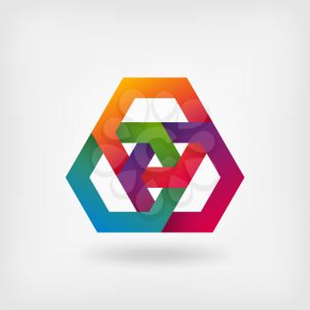 abstract interlocking hexagons in rainbow colors. vector illustration - eps 10