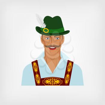 man in traditional Bavarian national costume. vector illustration - eps 8