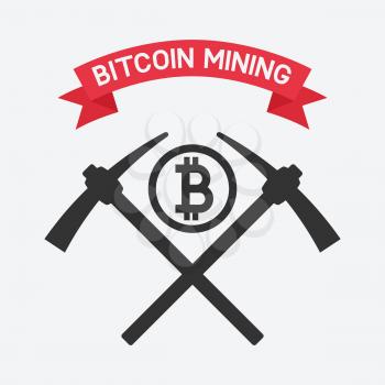 bitcoin mining symbol. vector illustration - eps 8