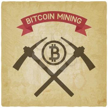 bitcoin mining symbol vintage background. vector illustration - eps 10