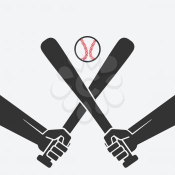 hands with baseball bats and ball. vector illustration - eps 8