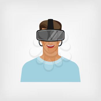 man in glasses virtual reality. vector illustration - eps 8
