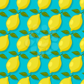 lemons on blue background seamless pattern. vector illustration - eps 8