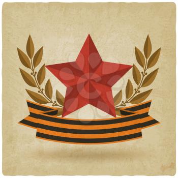 victory day symbols. star with ribbon old background. vector illustration - eps 10
