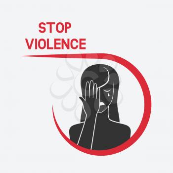 crying woman. stop violence concept. vector illustration - eps 8