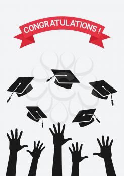 students throw graduation caps. vector illustration - eps 8
