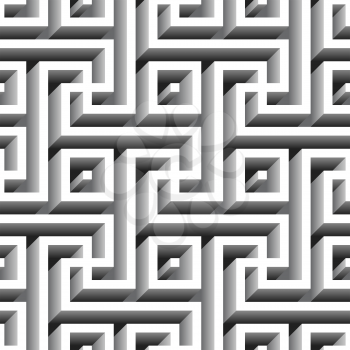 Monochromegeometric maze seamless pattern. Vector illustration