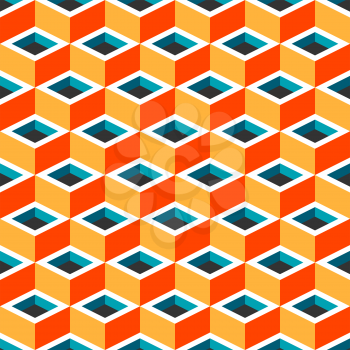 Multicolor geometric cubic seamless pattern. Vector illustration