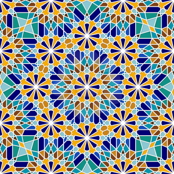 Multicolor traditional arabic seamless pattern. Vector illustration