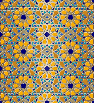 Mosaic seamless pattern with arabic geometric ornament. Vector illustration