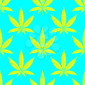Cannabis leaves bright seamless pattern. Vector illustration