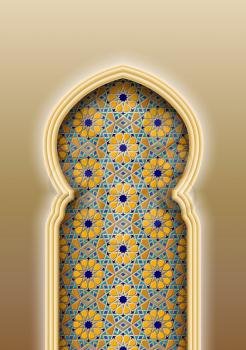 Arch with traditional Arabic Islamic pattern. Vector illustration