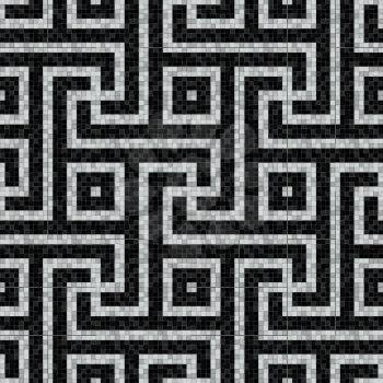geometric black and white mosaic seamless pattern in antique roman style. vector illustration - eps 10