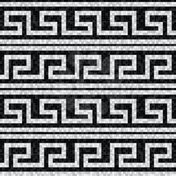 stylized waves black and white mosaic seamless pattern in antique roman style. vector illustration - eps 10