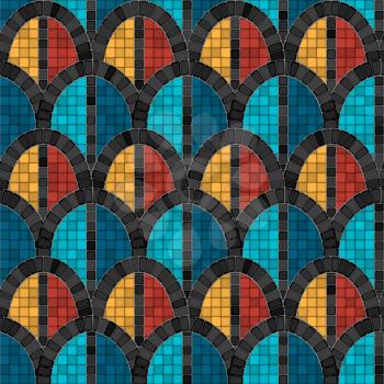 black arch mosaic seamless pattern in antique roman style. vector illustration - eps 10