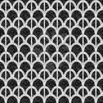 black and white arch mosaic seamless pattern in antique roman style. vector illustration - eps 10