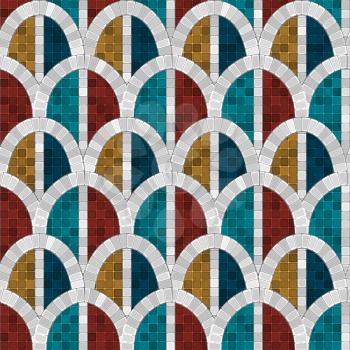 white arch mosaic seamless pattern in antique roman style. vector illustration - eps 10