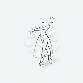 sketch ballet posture. dancing studio symbol. vector illustration - eps 10