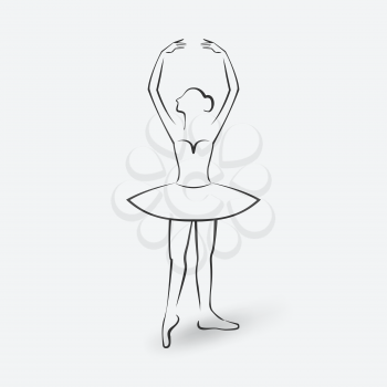 ballerina sketch. dancing studio symbol. vector illustration - eps 10