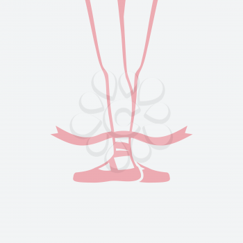 ballerina feet in pointe shoes. third ballet position. vector illustration - eps 8
