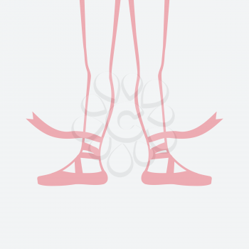 ballerina feet in pointe shoes. second ballet position. vector illustration - eps 8