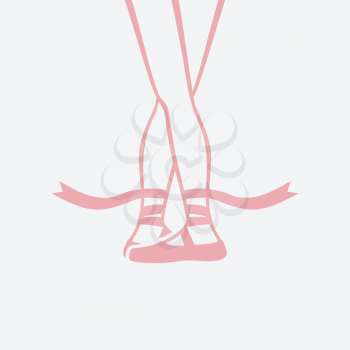 ballerina feet in pointe shoes. fifth ballet position. vector illustration - eps 8