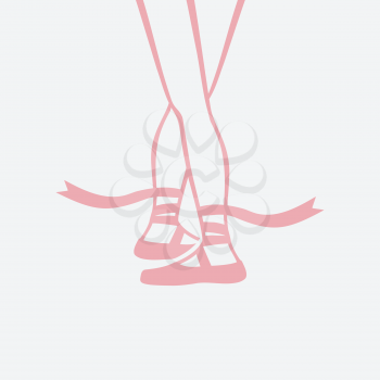 ballerina feet in pointe shoes. fourth ballet position. vector illustration - eps 8