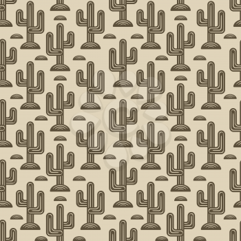Cactus seamless monochrome pattern. vector illustration - eps 10