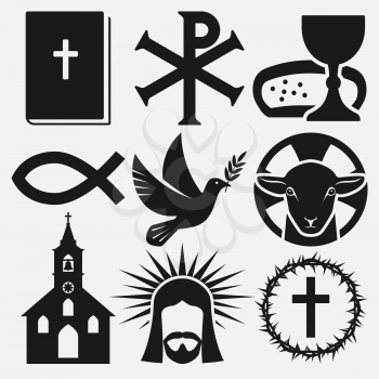 Christian symbols icons set. vector illustration - eps 10