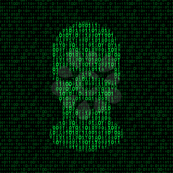 burglar in mask on binary code background. hacker concept vector illustration - eps 8