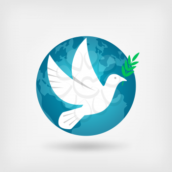 dove with olive branch and globe. vector illustration - eps 10