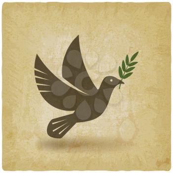 dove with olive branch vintage background. vector illustration - eps 10